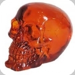 Crâne tête de mort en verre 
Translucide Orange  