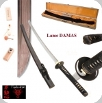 Katana  Lame  DAMAS ( Bois  noir ) 