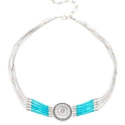 Collier 5 Fils Choker Turquoise