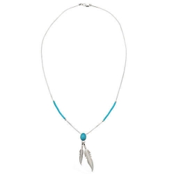 Collier Plumes Cabochon Turquoise 