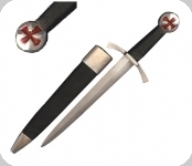 Dague Templière de Combat forgée
avec fourreau cuir 