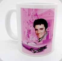 Mug Elvis Presley fond rose   
