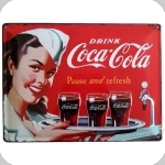 Plaque métal publicitaire vintage 
Drink COCA COLA de 40 x 30   