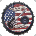 Capsule Métal relief
 Guitare sur fond de drapeau americain  