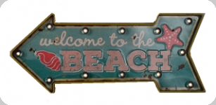 Enseigne vintage 3D à Led 
Welcom to the Beach 