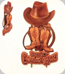 Decor mural vintage Western 3D 
Panneau Cowboy Boots Chaps  