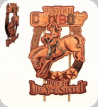 Decor mural vintage Western 3D 
Panneau Cowboy Rodéo  