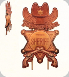 Decor mural vintage Western 3D 
Panneau Cowboy Sherif  
