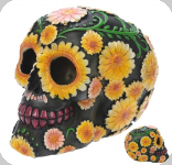 Crâne tête de mort 
Jour des Mort Fleur Jaune  