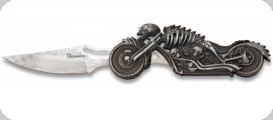 Couteau Pliant Moto squelette  
lame de 8.5 cm avec lampe  