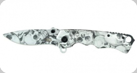 Couteau pliant tête de mort grise  
lame de 8.5 cm   