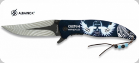 Couteau Pliant Tete de mort ailes 3D  
Lame de 9 cm  