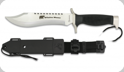 Couteau Tactical  WHITE BEAR  
chrome et Noir avec étui pour ceinture 