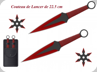 Set de 2 couteaux de lancer de 22.5 cm
+ 2 shuriken noir et rouge 