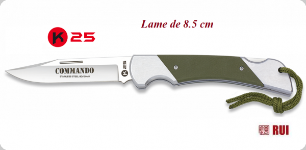 Couteau Militaire RUI avec coupe ceinture et brise vitre VERT en coffret -  Couteaux tactiques et de combats (2468929)